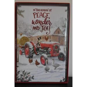 Tractor Themed Christmas Greeting Card 10 Pack 5.4 x 8.25‎